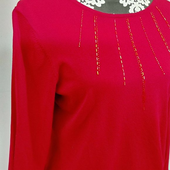 Womens Blast Size Large Red Long Sleeve Knit Top V - Picture 5 of 7